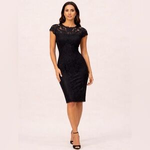 Authentic ESCADA Black Lace Mini Dress Elegant Sheath Cocktail Evening Dress
